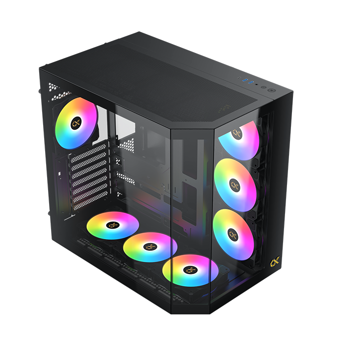 علبة Xigmatek Cubi II Type C 7 Fans Argb Mid Tower باللون الأسود