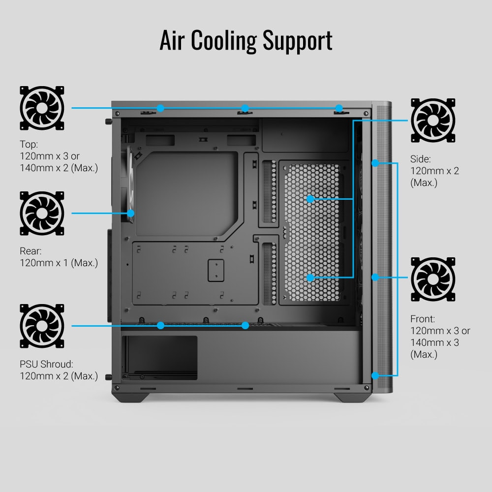 Aerocool D501a Black 4 Argb Fans Mid Tower Case With Psu LUXPRO 750W 80+ Bronze