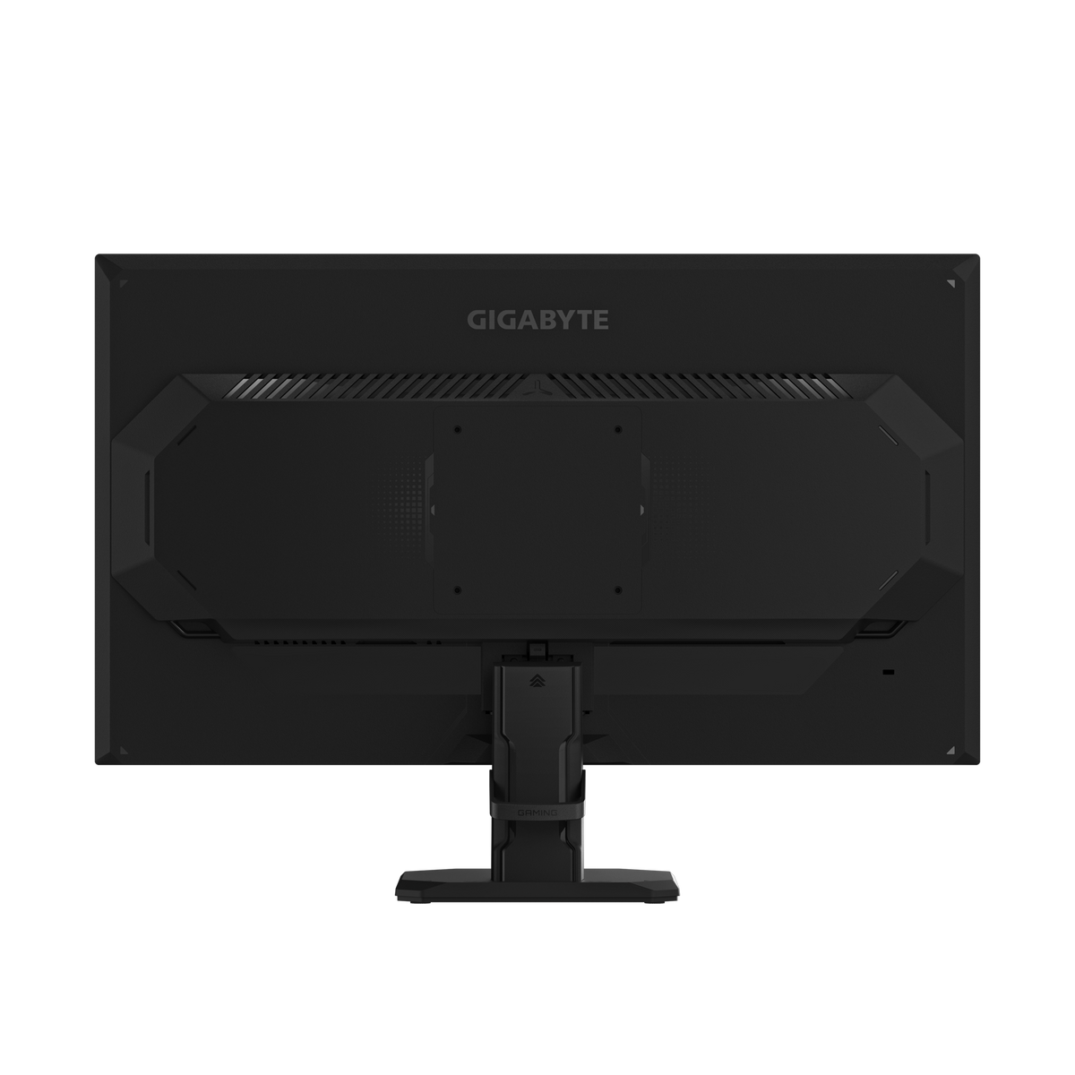 Gigabyte gaming monitor with black screen and central stand base
