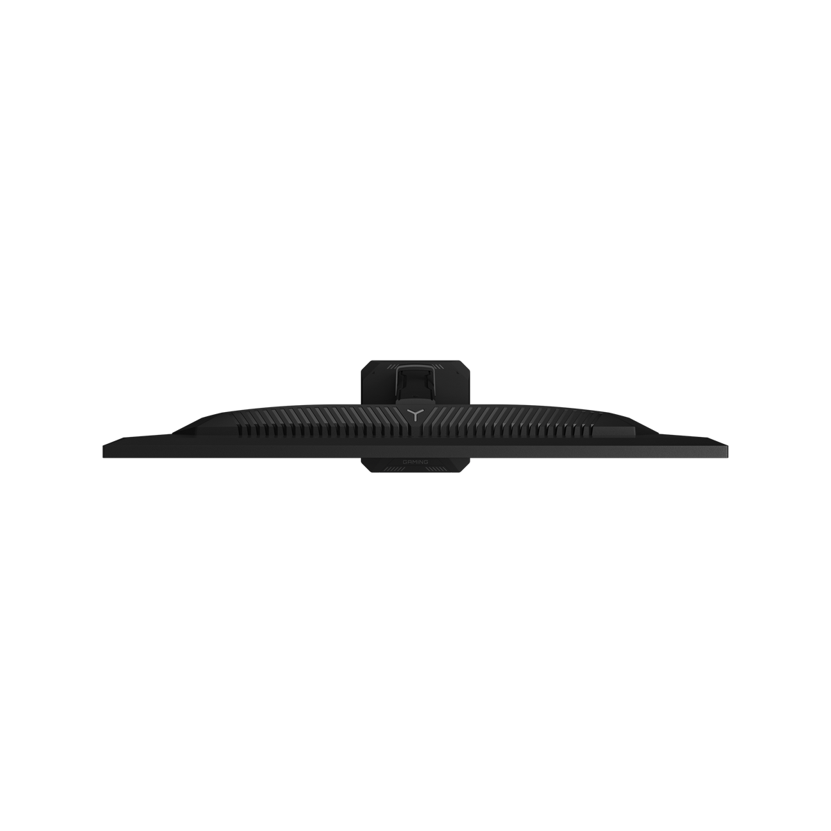 Gigabyte gaming monitor top view with black stand and vented housing