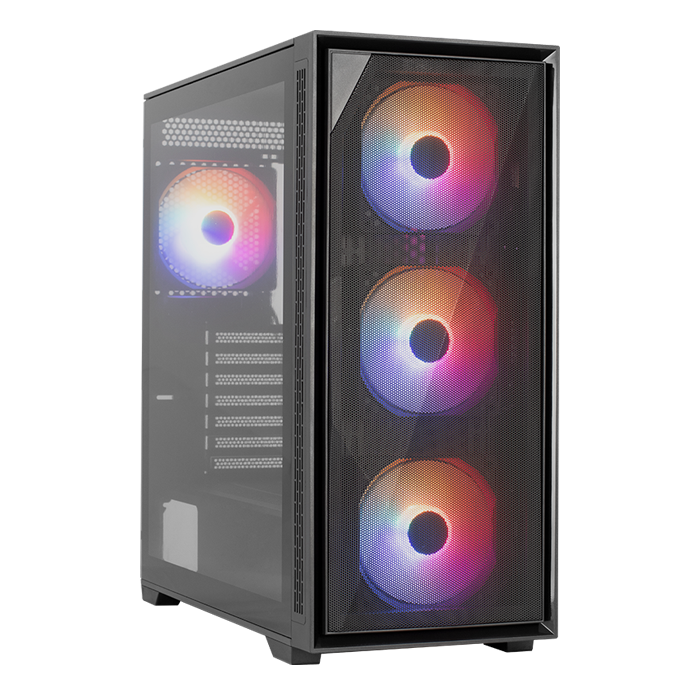 Aerocool Geoflow Black 4 Argb Fans Mid Tower Case With Psu LUXPRO 750W 80+ Bronze