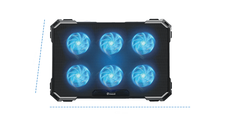 مبرد ICE-06N لأجهزة الكمبيوتر المحمولة حتى 17 بوصة مزود بـ 6 مراوح من st-standard - أسود 