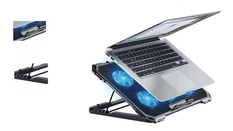 مبرد ICE-06N لأجهزة الكمبيوتر المحمولة حتى 17 بوصة مزود بـ 6 مراوح من st-standard - أسود 