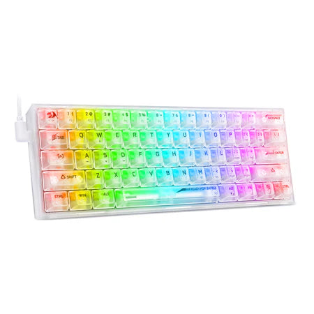 لوحة مفاتيح الألعاب Redragon K617CT RGB سلكية 60% RGB - بيضاء