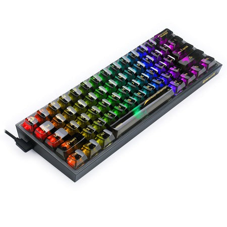 لوحة مفاتيح الألعاب Redragon K617CTB RGB سلكية 60% RGB، 61 مفتاحًا، لوحة مفاتيح ميكانيكية مدمجة شفافة بالكامل
