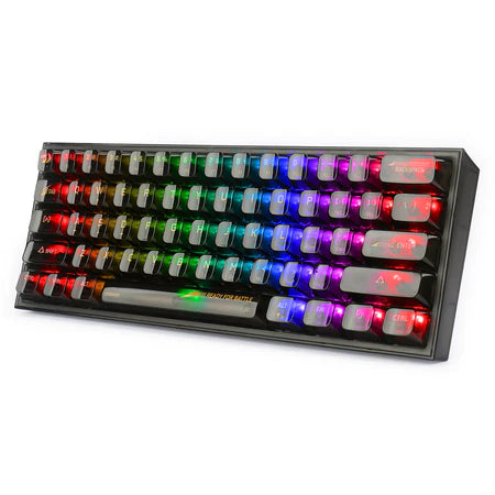 لوحة مفاتيح الألعاب Redragon K617CTB RGB سلكية 60% RGB، 61 مفتاحًا، لوحة مفاتيح ميكانيكية مدمجة شفافة بالكامل