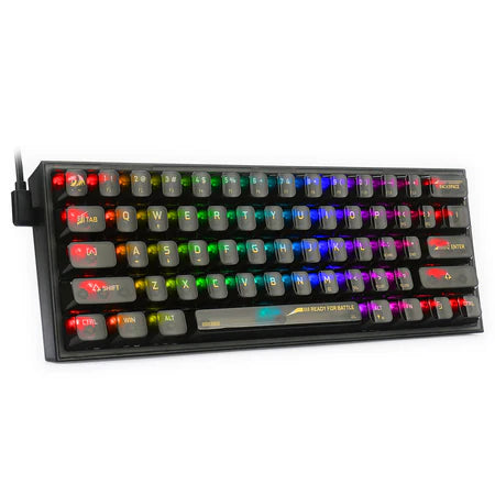 لوحة مفاتيح الألعاب Redragon K617CTB RGB سلكية 60% RGB، 61 مفتاحًا، لوحة مفاتيح ميكانيكية مدمجة شفافة بالكامل