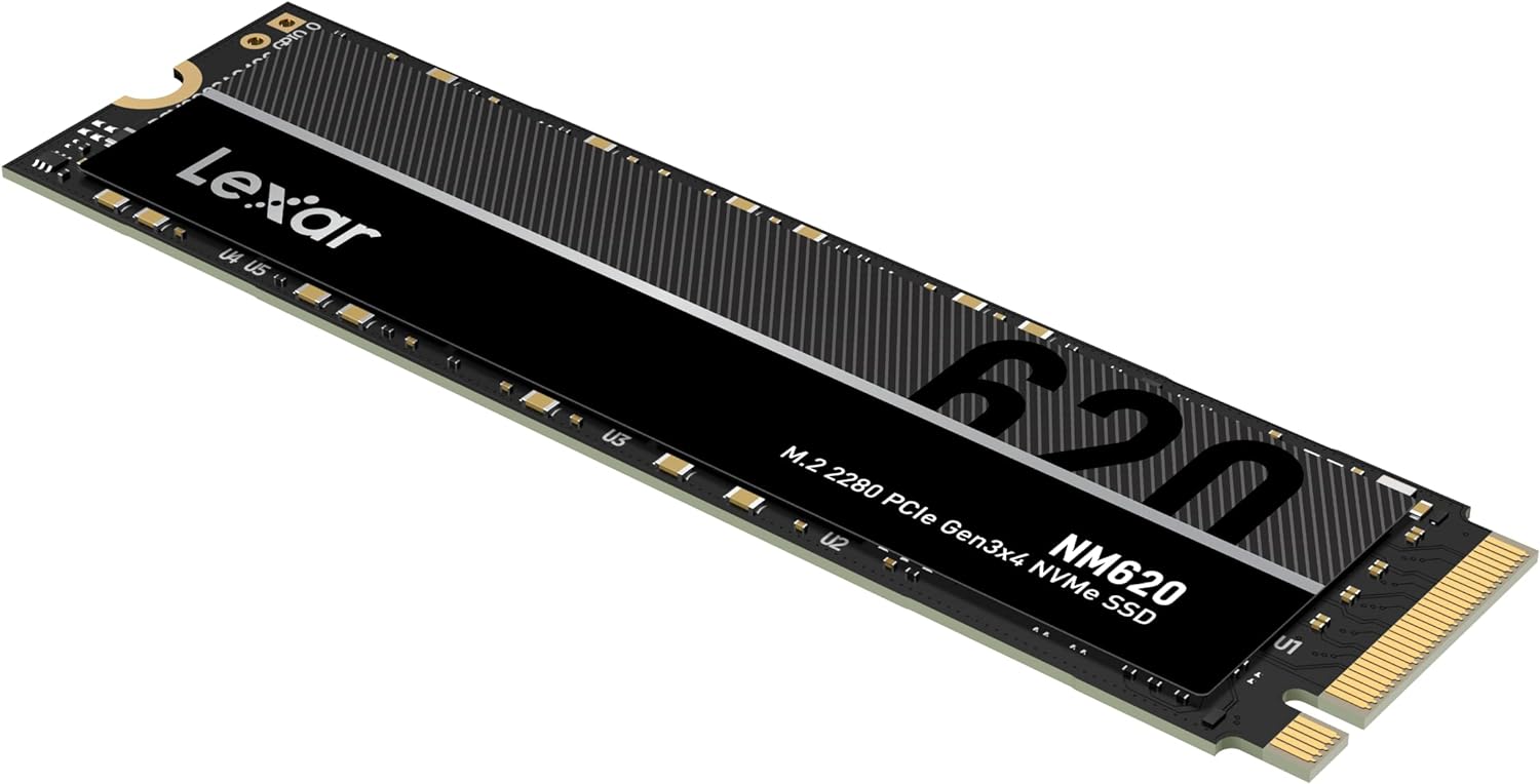 Lexar NM620 M.2 2280 NVMe SSD 256 جيجابايت حتى 3300 ميجابايت/ثانية للقراءة، وكتابة 1300 ميجابايت/ثانية 