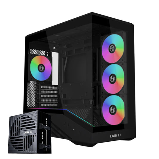 Lian Li Vector V100R Mini Mid-Tower Gaming Case with 4 ARGB Fans + Psu RB750 750W 80+ Bronze ATX 3.1