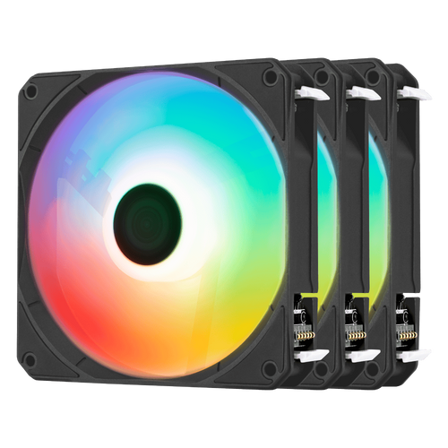 Aerocool Link 3-Pack 4-pin PWM connector-1500RPM-ARGB lighting-25.3 dB A noise level absorbing pads minimize noise-Connect the three fanswith a single cable for streamlined cable management