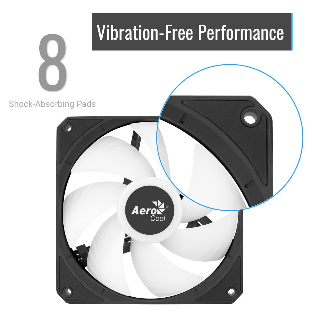 Aerocool Link 3-Pack 4-pin PWM connector-1500RPM-ARGB lighting-25.3 dB A noise level absorbing pads minimize noise-Connect the three fanswith a single cable for streamlined cable management