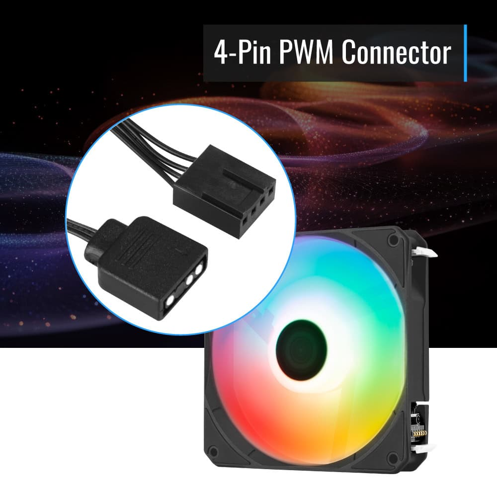 Aerocool Link 3-Pack 4-pin PWM connector-1500RPM-ARGB lighting-25.3 dB A noise level absorbing pads minimize noise-Connect the three fanswith a single cable for streamlined cable management