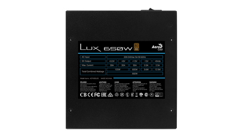 مكثف أساسي Aerocool LUX 650 واط ماركة يابانية مزود طاقة برونزي 80+