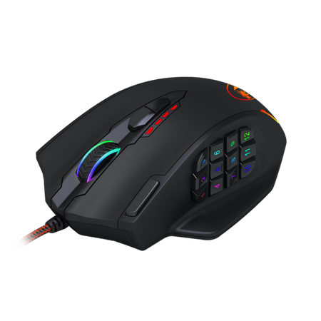 Redragon M908 IMPACT MMO Gaming Mouse up to 12,400 DPI High Precision Mouse for PC, 18 Programmable Buttons, Weight Tuning Cartridge, 12 Side Buttons, 5 programmable user profiles, 16.8 Million Customizing LED Color Option