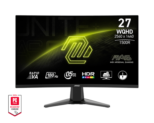 MSI Mag 27CQ6F Curved- 27 Inch - Va Panel- 180Hz 0.5ms GtG - 1500r- WQhd Gaming Monitor