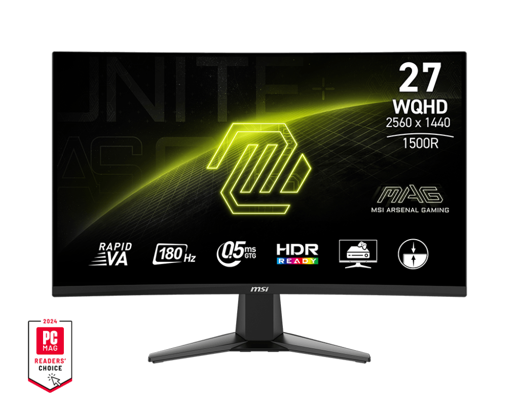 MSI Mag 27CQ6F Curved- 27 Inch - Va Panel- 180Hz 0.5ms GtG - 1500r- WQhd Gaming Monitor