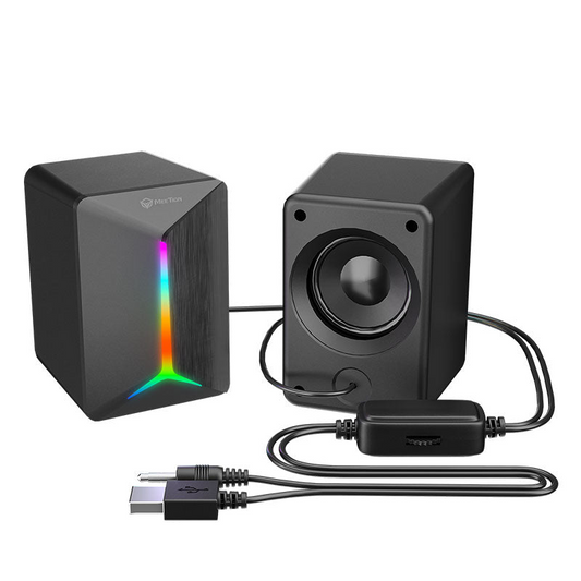 A pair of black computer speakers with a USB cable and an inline volume control, shown on a white background with the Computars logo in the top right.