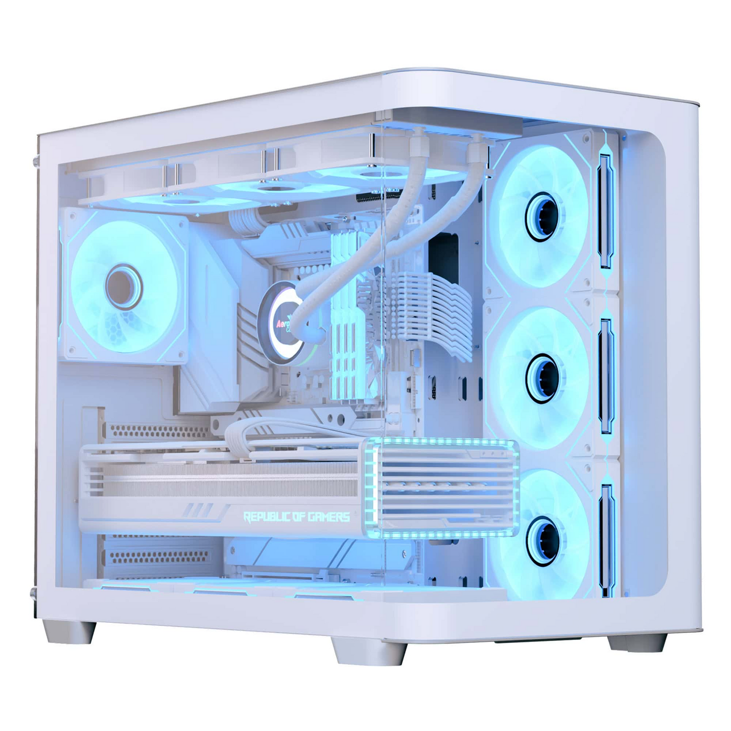 Aerocool P500C White 4 Argb Fans Mid Tower Case tempered glass