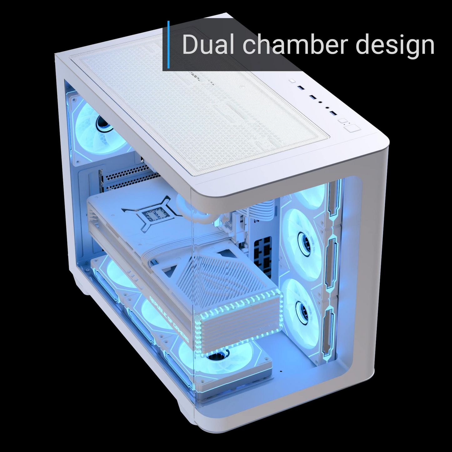 Aerocool P500C White 4 Argb Fans Mid Tower Case tempered glass