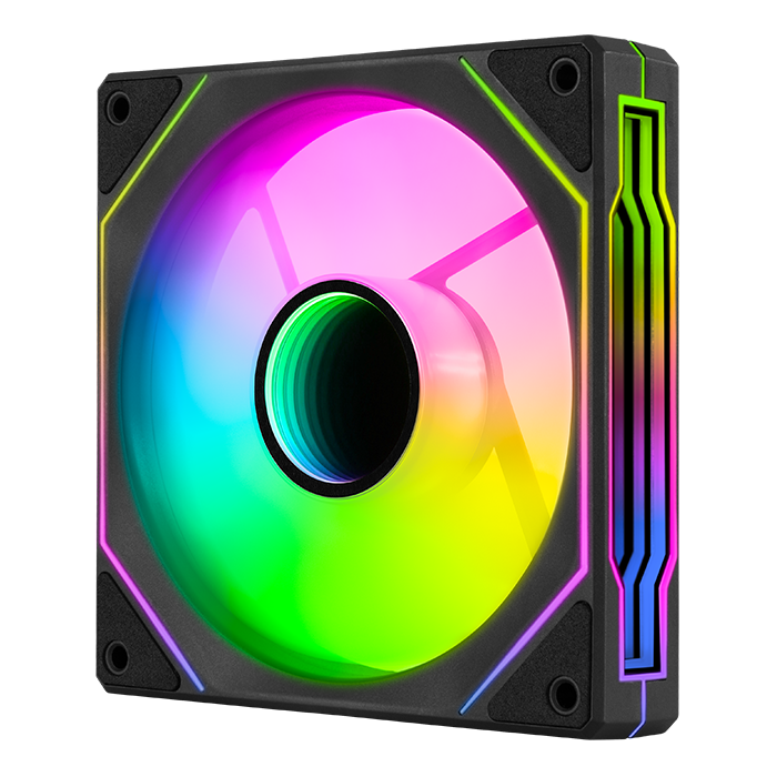 Aerocool Phantom M-3 Black 120mm PWM fan-ARGB design-Compatible with Addressable RGB motherboards-16.8 million colors