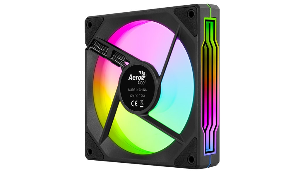 Aerocool Phantom M-3 Black 120mm PWM fan-ARGB design-Compatible with Addressable RGB motherboards-16.8 million colors