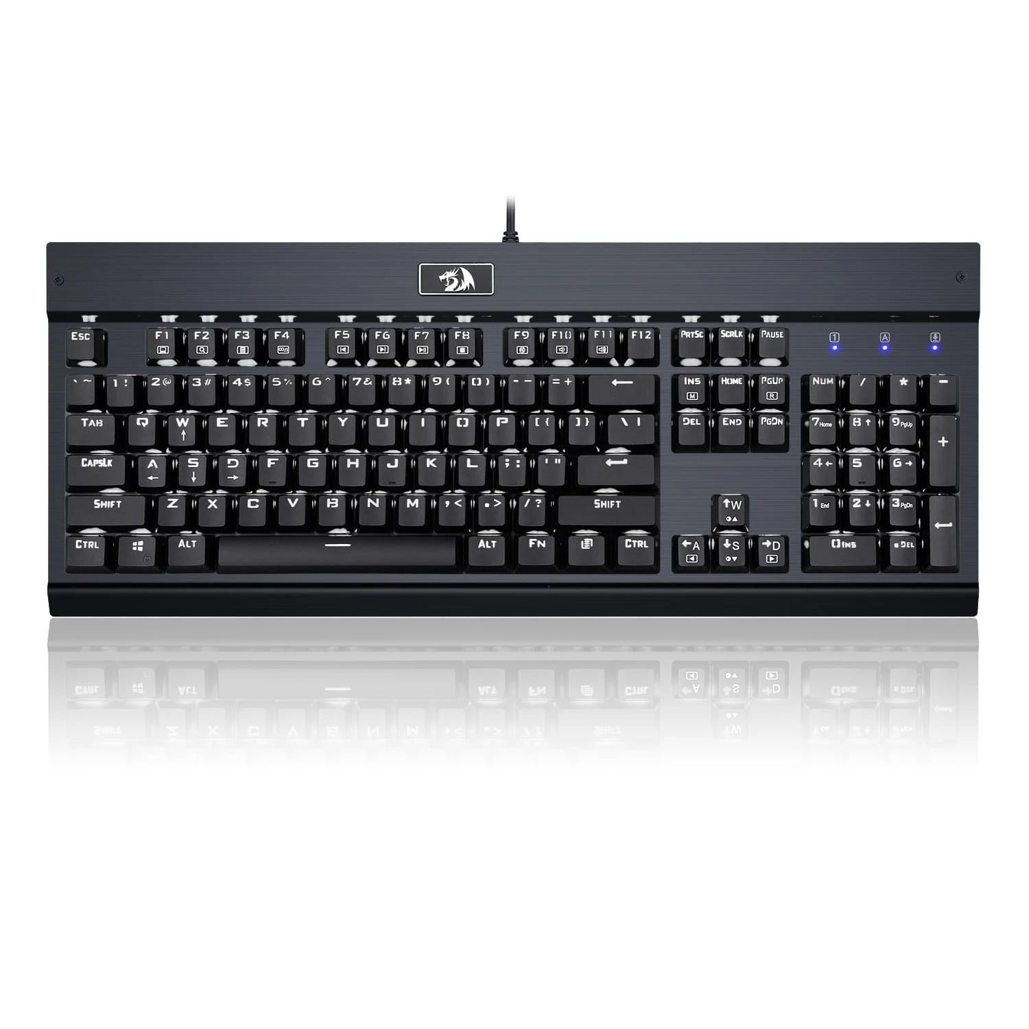 لوحة مفاتيح ميكانيكية للألعاب من Redragon KG010-KN - مفتاح بني - إضاءة LED بيضاء - أسود