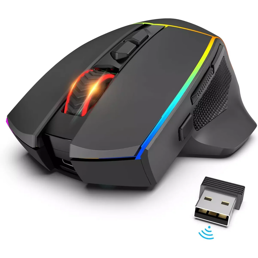 Redragon M814 AXE PRO RGB Tri-Mode 2.4G/USB-C/Bluetooth Rechargeable Gaming Mouse – 8,000 DPI