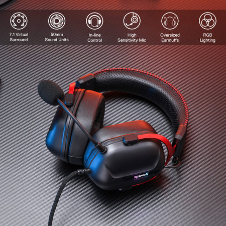 Redragon CYBILL H312 Wired 7.1 Surround Sound RGB USB Gaming Headset