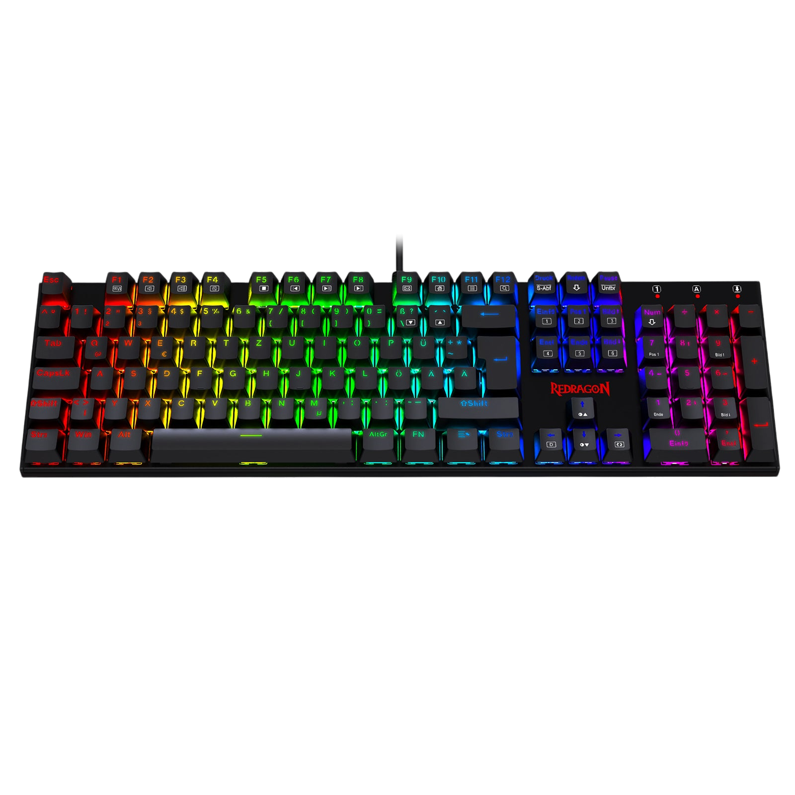 REDRAGON RUDRA K565E Red Switch Rainbow Backlight Mechanical Gaming Keyboard - EN/AR