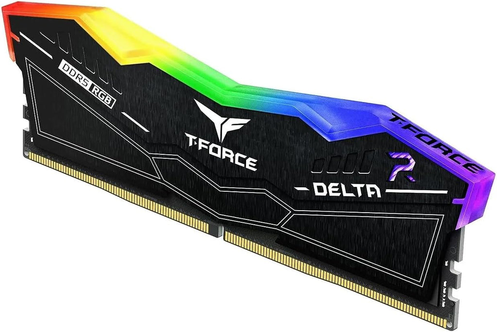 ذاكرة الوصول العشوائي TeamGroup T-Force Delta RGB سعة 16 جيجابايت وسرعة 6000 ميجاهرتز CL38 DDR5 للألعاب المكتبية مع دعم Intel XMP 3.0 وAMD Expo (أسود)
