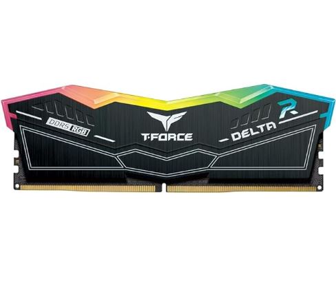 ذاكرة الوصول العشوائي TeamGroup T-Force Delta RGB سعة 16 جيجابايت وسرعة 6000 ميجاهرتز CL38 DDR5 للألعاب المكتبية مع دعم Intel XMP 3.0 وAMD Expo (أسود)