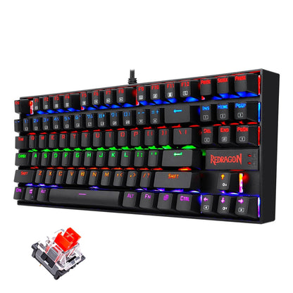 Redragon K552 Kumara Rainbow TKL Size Red Switch Mechanical Gaming Keyboard -Black
