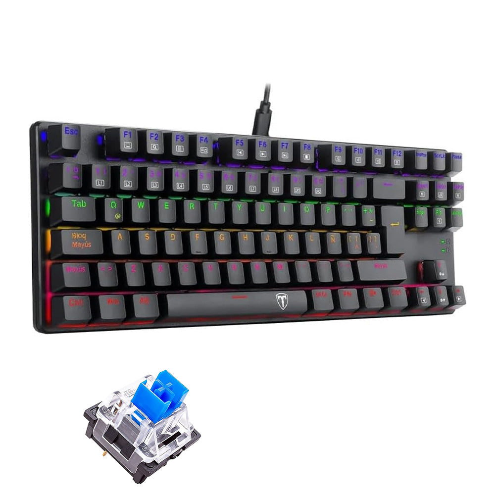 T-dagger TGK313  Bora Rainbow Led Tkl Gaming Mechanical Blue Switch Keyboard