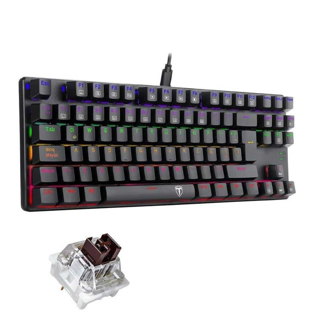 T-dagger TGK313 Bora Rainbow Led Tkl Gaming Mechanical Brown Switch Keyboard