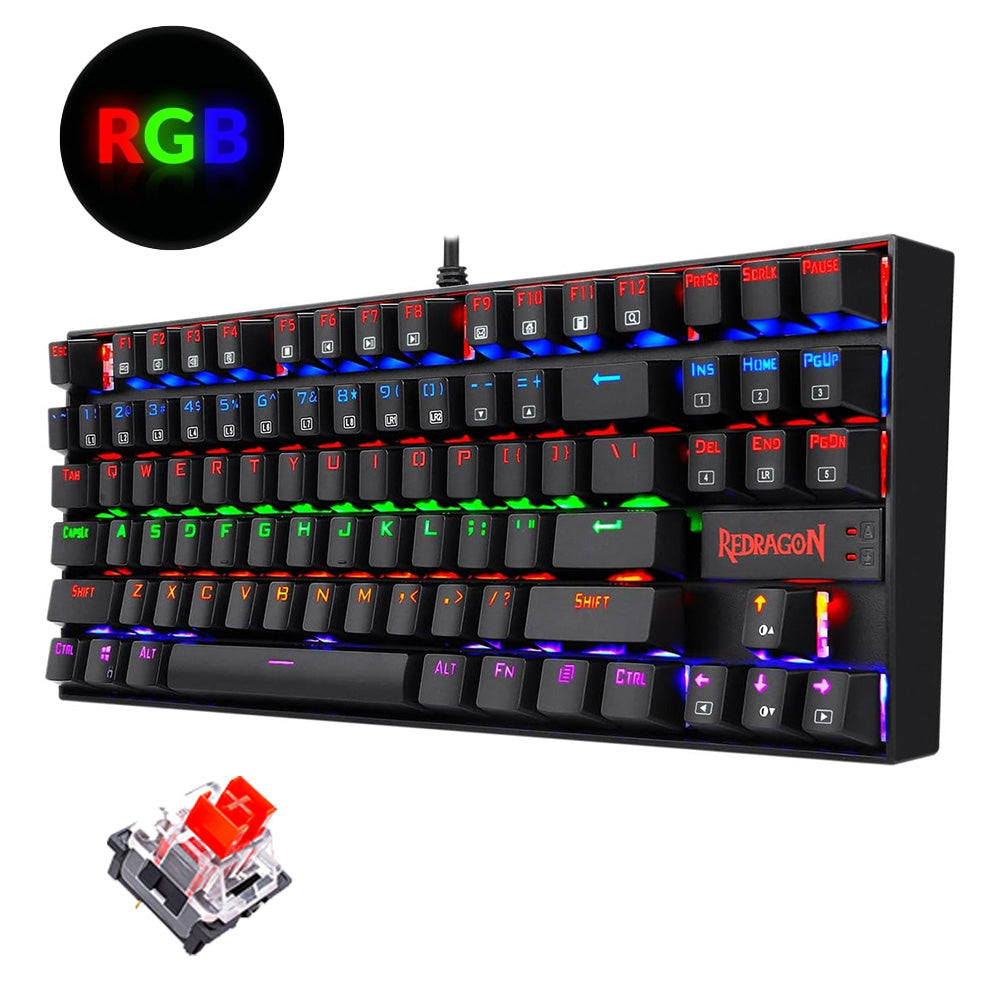 Redragon K552 Kumara RGB TKL Size Red Switch Mechanical Gaming Keyboard -Black