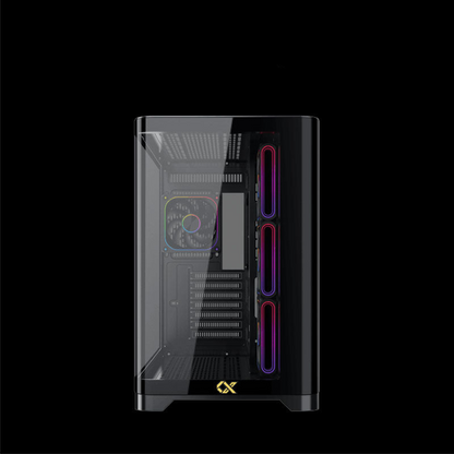 Xigmatek Crystal Storm V2 mid-tower PC case with tinted tempered glass front and RGB lighting