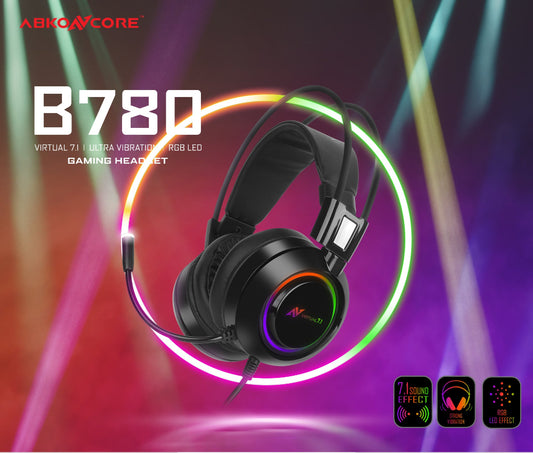 ABKONCORE B780 7.1 Surround Headset Bass Vibration Gaming Headset RGB