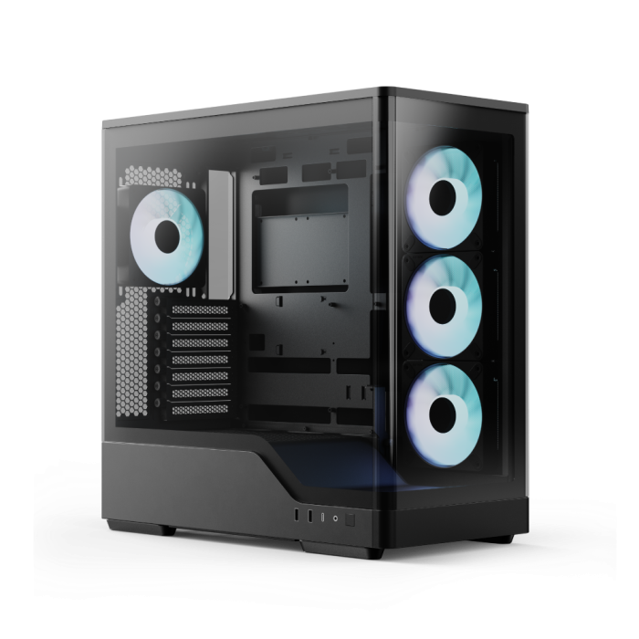 Aerocool P500A Black 4 Argb Fans Mid Tower Case tempered glass