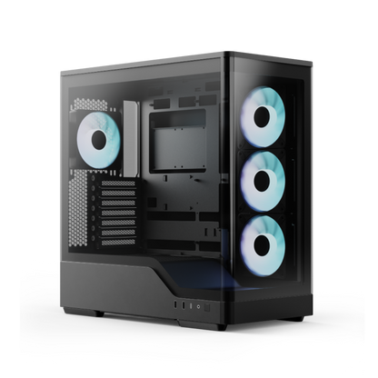 Aerocool P500A Black 4 Argb Fans Mid Tower Case tempered glass