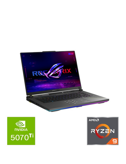 لابتوب الألعاب ASUS ROG Strix G16 G614PR-RV132W بشاشة 16 بوصة WUXGA 165Hz و100% SRGB - معالج AMD Ryzen 9 8940HX - ذاكرة وصول عشوائي (RAM) سعة 32 جيجابايت - قرص تخزين SSD سعة 1 تيرابايت - بطاقة رسومات GeForce RTX 5070 Ti 12 جيجابايت - ويندوز 11