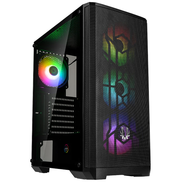 BitFenix Nova Mesh TG Mid Tower Case Tempered Glass Window, 4 FAN FRGB Black