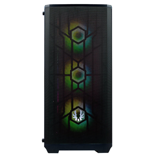 BitFenix Nova Mesh TG Mid Tower Case Tempered Glass Window, 4 FAN RGB Black With 600w PSU 80+
