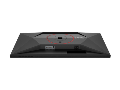 AOC gaming monitor rear input ports panel with red-circled mount point