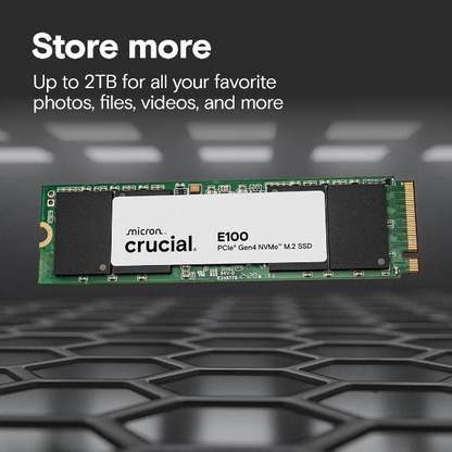 Crucial E100 1TB PCIe Gen4 Read Speeds Up To 5,000MB/s NVMe M.2