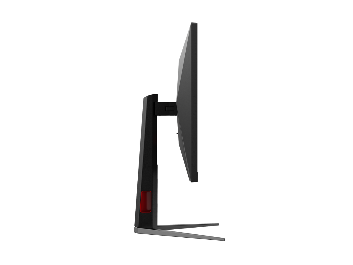 AOC gaming monitor side view with slim black profile and adjustable stand base