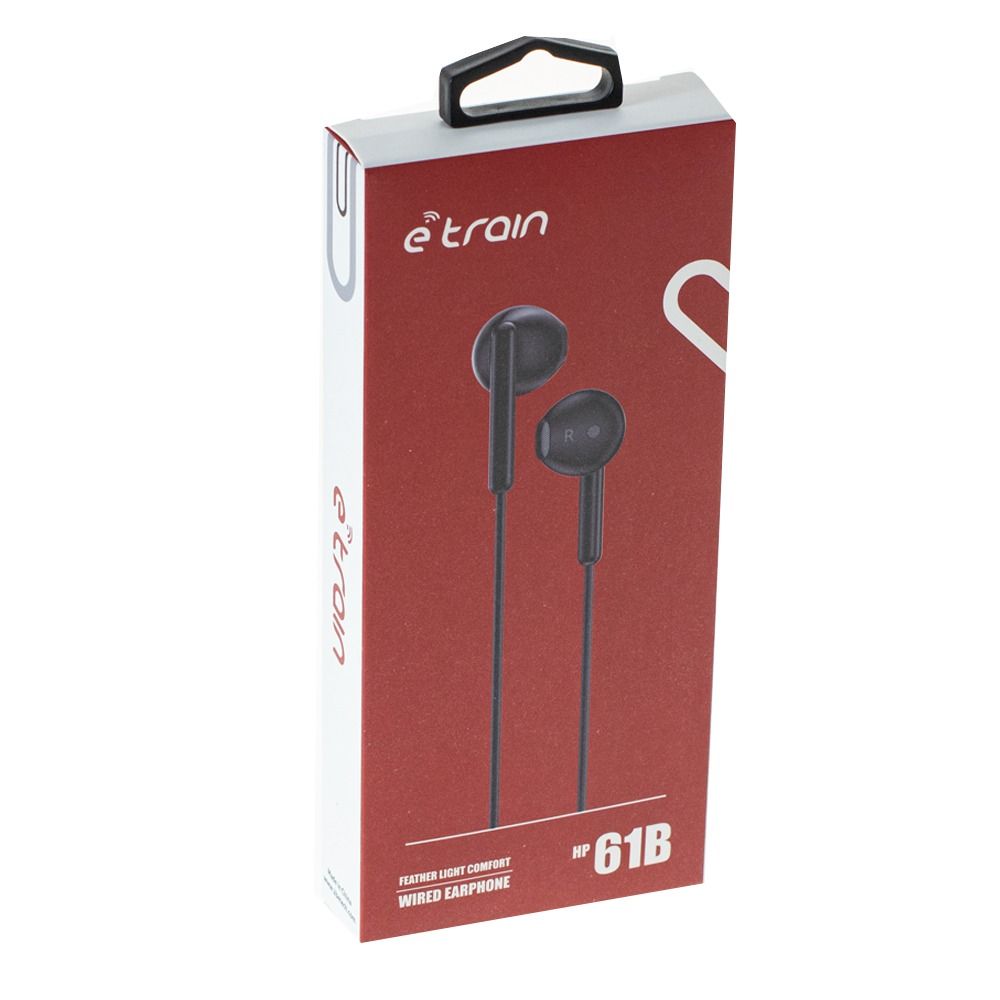 E-train HP61B Feather light Comfort Wired Earphone - Black - ALARABIYA COMPUTER