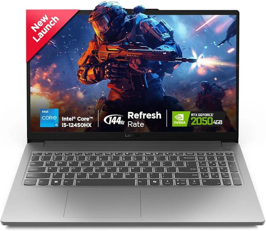 كمبيوتر محمول للألعاب Lenovo LOQ Intel Core i5 12450Hx NVIDIA RTX2050 4 جيجابايت 12 جيجابايت رام DDR5 512 جيجابايت SSD 15.6 بوصة FHD