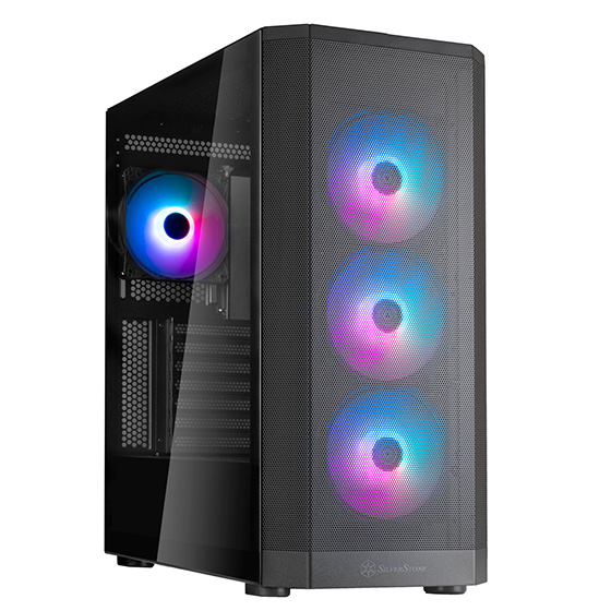 هيكل SilverStone FARA 514X ATX متوسط الارتفاع مع 4 مراوح ARGB ومبرد مزدوج 360 مم يدعم تدفق الهواء العالي ولوحة شبكية 394 مم تدعم وحدة معالجة الرسومات USB-C IO وتصميم عالي السعة 