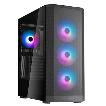 SilverStone FARA 514X ATX Mid-Tower Chassis with 4x ARGB Fans Dual 360mm Radiator Support High Airflow Mesh Panel 394mm GPU Support USB-C I O and High-Capacity Design