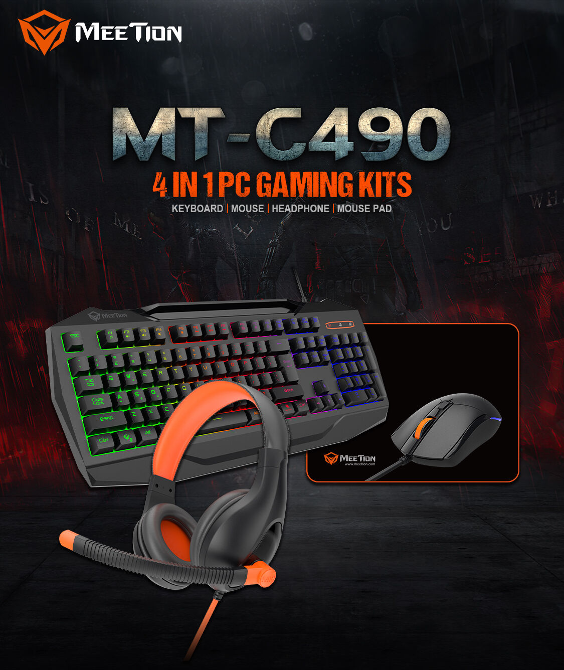 MEETION MT C490 Gaming COMBO Keyboard Mouse Headset Mouse Pad Standard